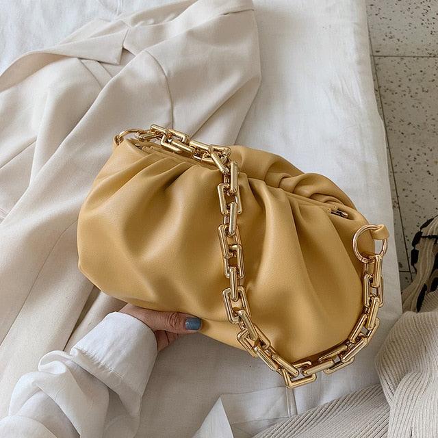 Gold Chain PU Leather Bag For Women 2020 Summer - Lady Vals Vanity