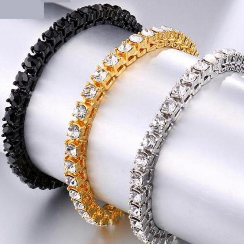 Men Bracelet Iced Out Single Row Rhinestones - Lady Vals Vanity