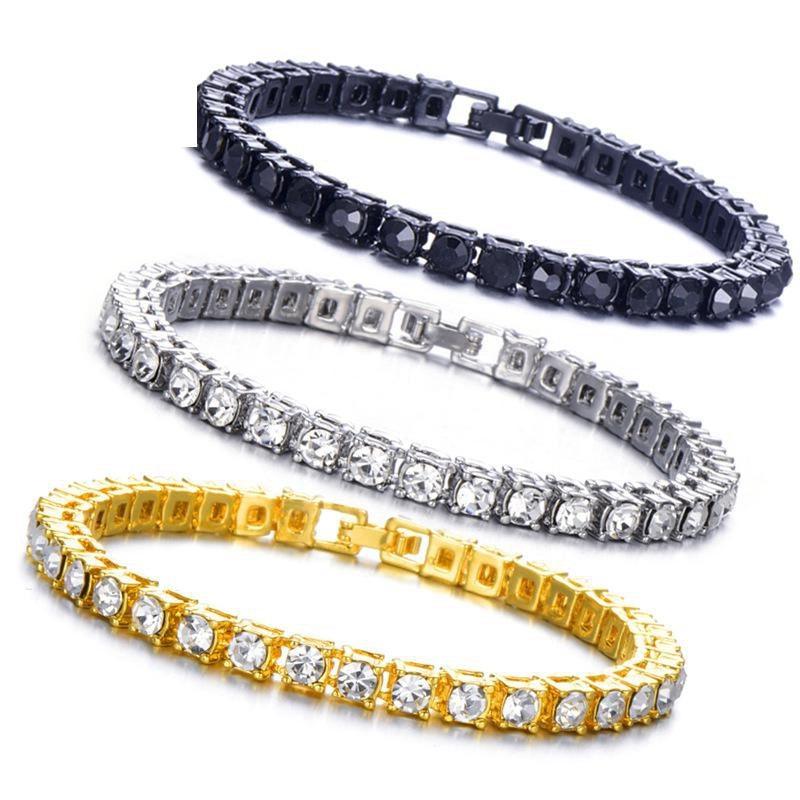 Men Bracelet Iced Out Single Row Rhinestones - Lady Vals Vanity