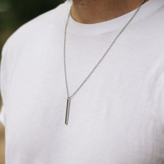 Couples / Men /Women - Simple Long Chain Rectangular Pendant Necklace - Lady Vals Vanity