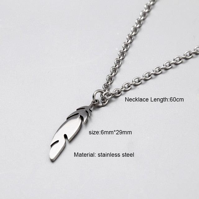 Couples / Men /Women - Simple Long Chain Rectangular Pendant Necklace - Lady Vals Vanity