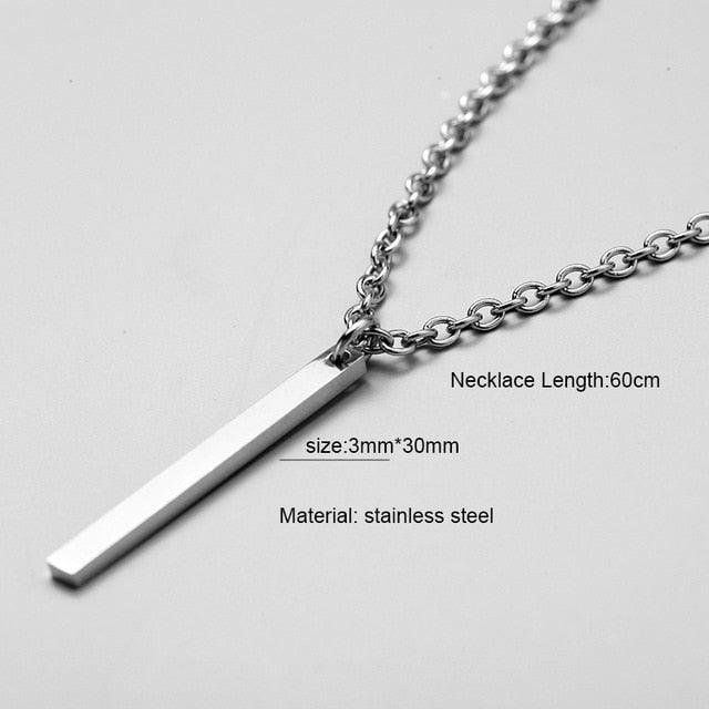 Couples / Men /Women - Simple Long Chain Rectangular Pendant Necklace - Lady Vals Vanity