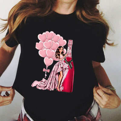 Women Rose Gold Wine Glasses T-Shirt - Lady Vals Vanity