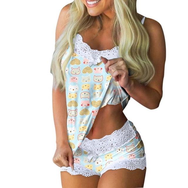 Spaghetti Strap Lace Pajama - 
