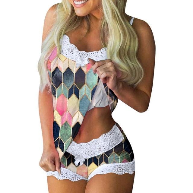 Spaghetti Strap Lace Pajama - 