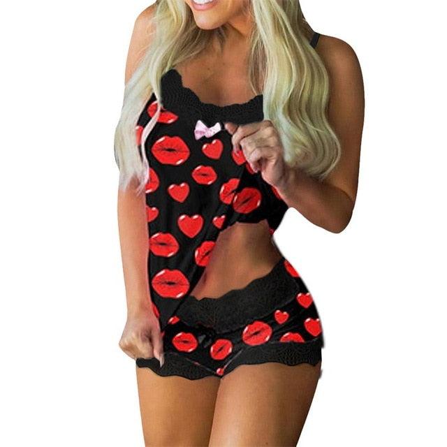 Spaghetti Strap Lace Pajama - 