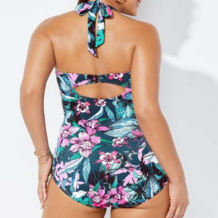 Women One Piece Printed Push Up Bikini - 