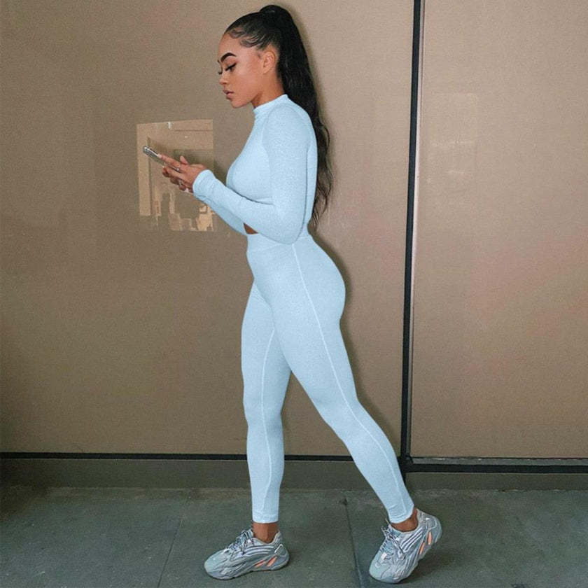 Two Piece Sets  Stretchy Sportswear - 