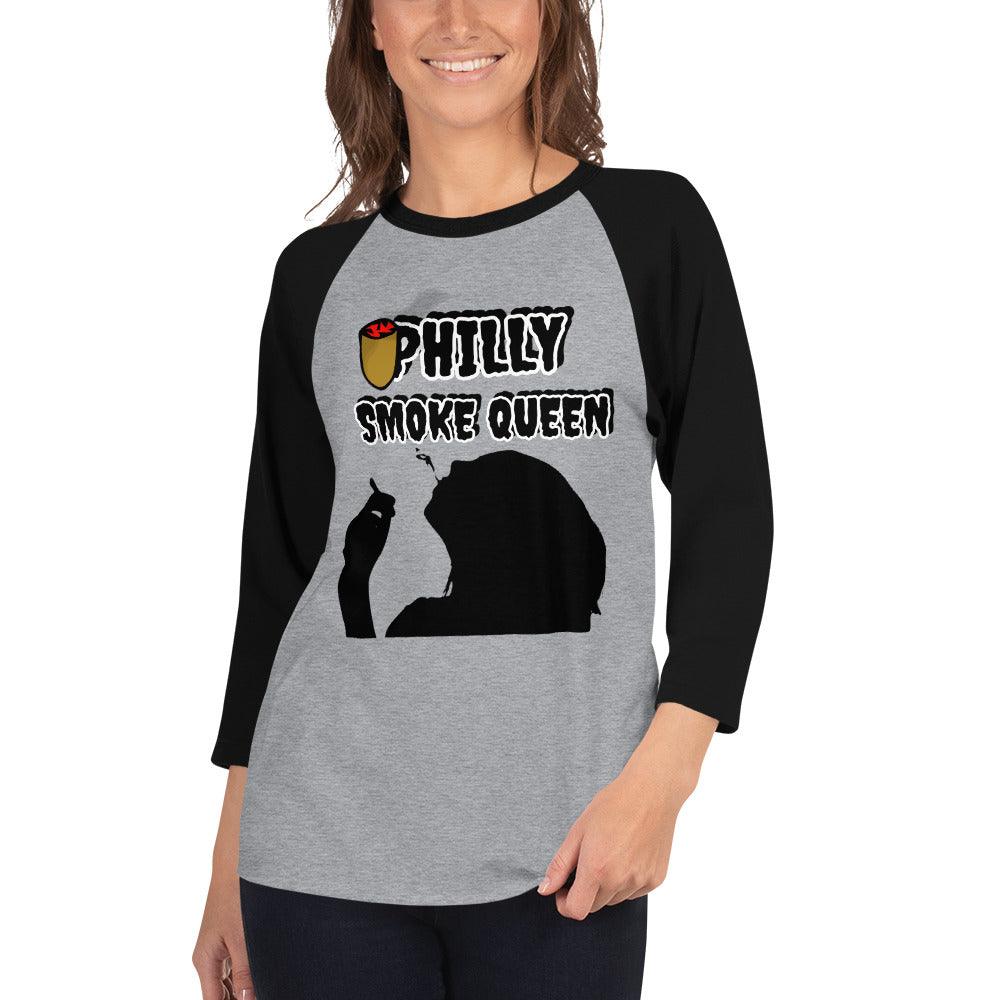 Philly Smoke Queen 3/4 sleeve raglan shirt - Lady Vals Vanity