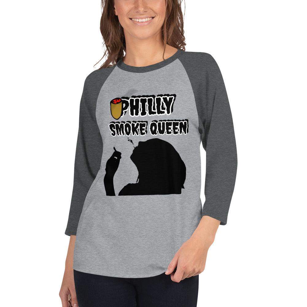 Philly Smoke Queen 3/4 sleeve raglan shirt - Lady Vals Vanity