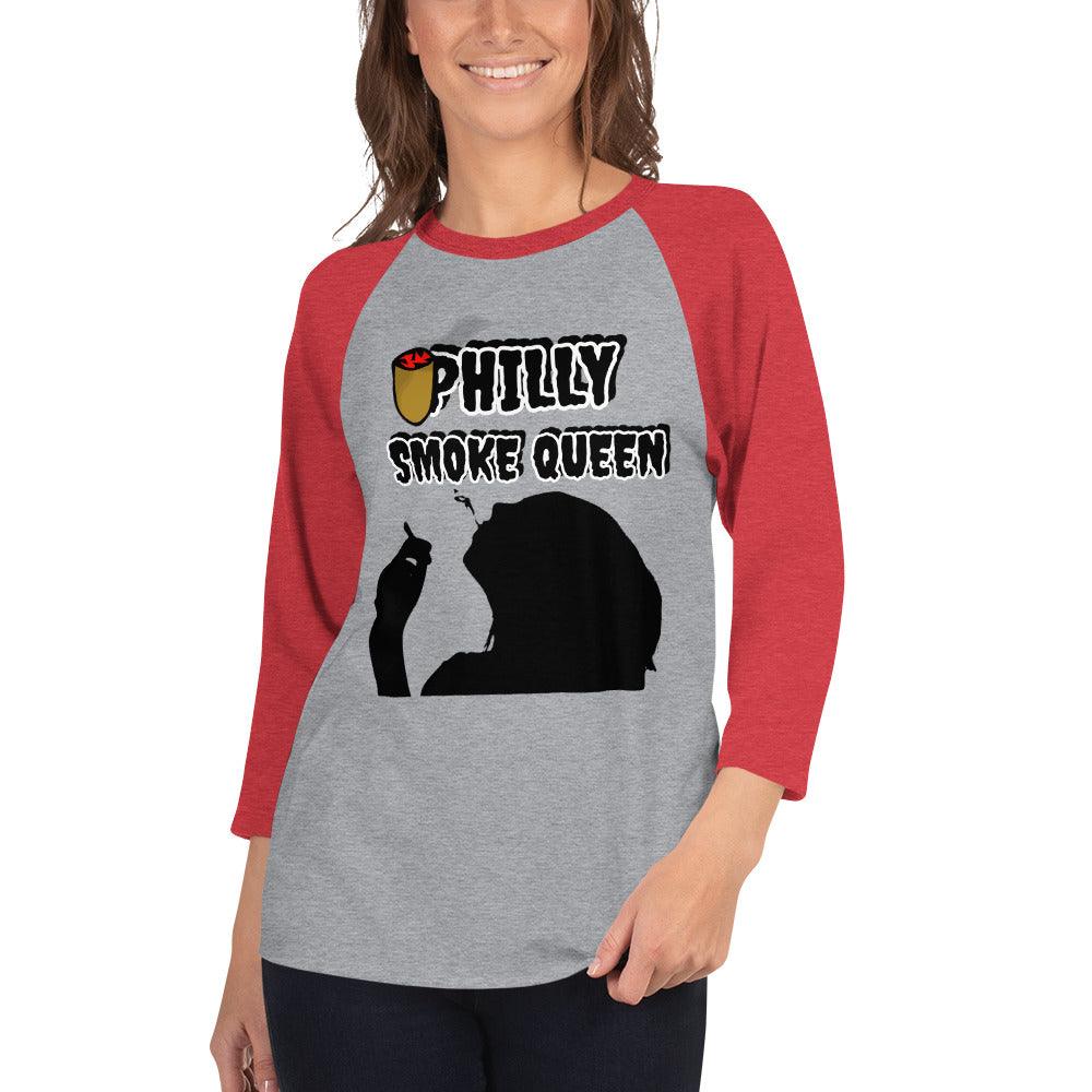 Philly Smoke Queen 3/4 sleeve raglan shirt - Lady Vals Vanity