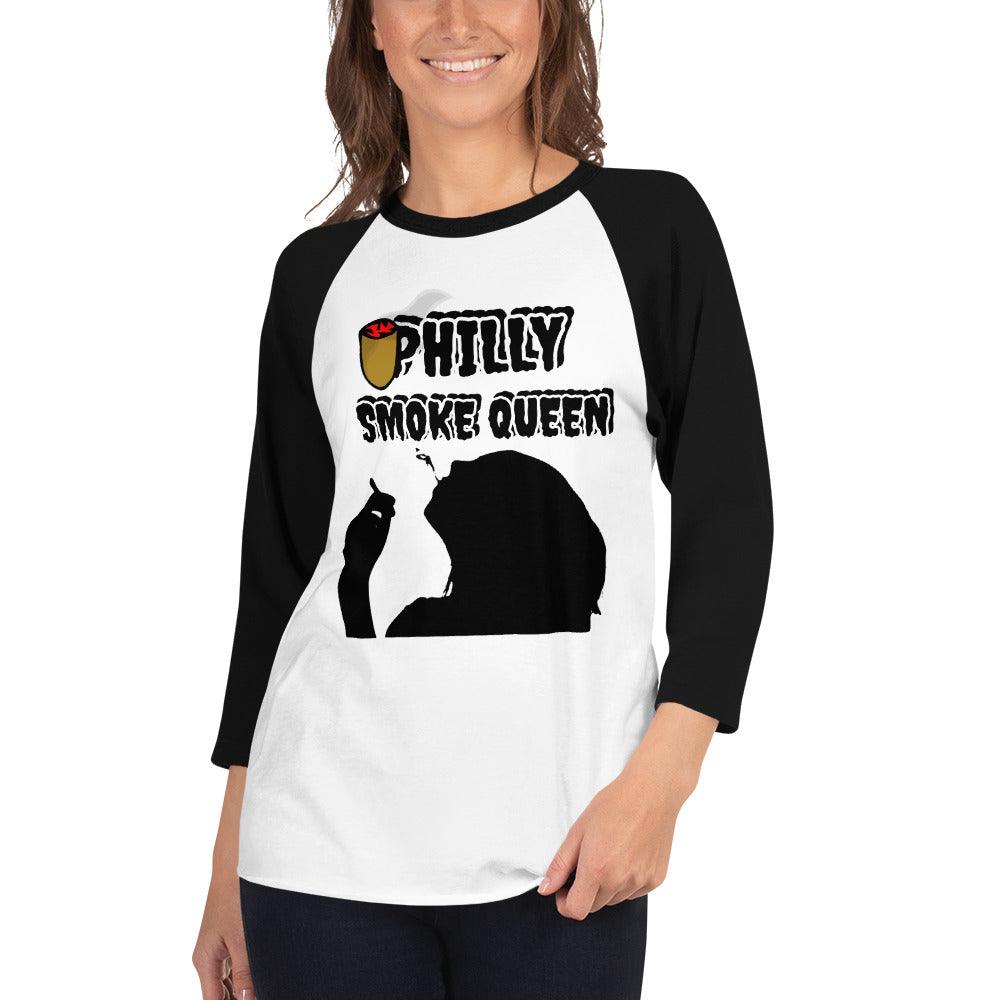 Philly Smoke Queen 3/4 sleeve raglan shirt - Lady Vals Vanity