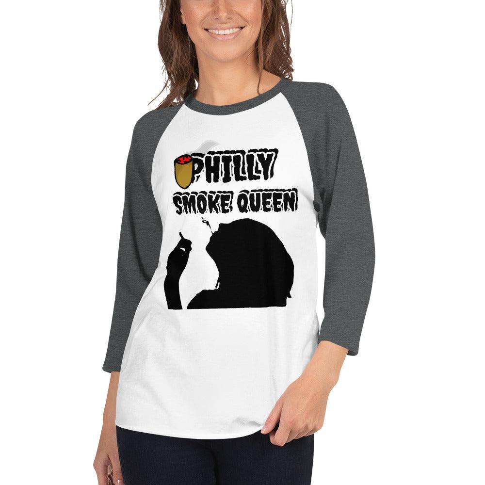 Philly Smoke Queen 3/4 sleeve raglan shirt - Lady Vals Vanity