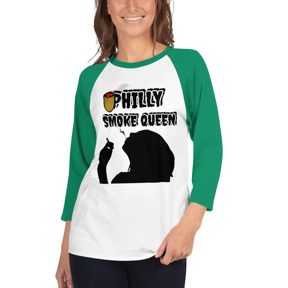 Philly Smoke Queen 3/4 sleeve raglan shirt - Lady Vals Vanity